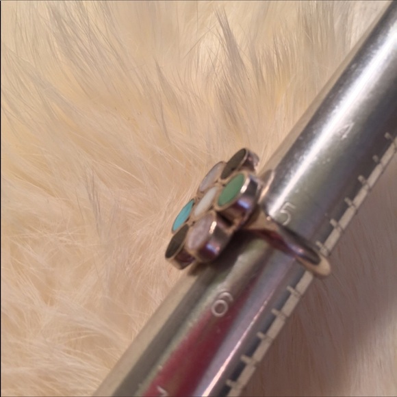 925 SterlingSilver(?) Artisan💍w/7 Gemstone 5 - Picture 5 of 8